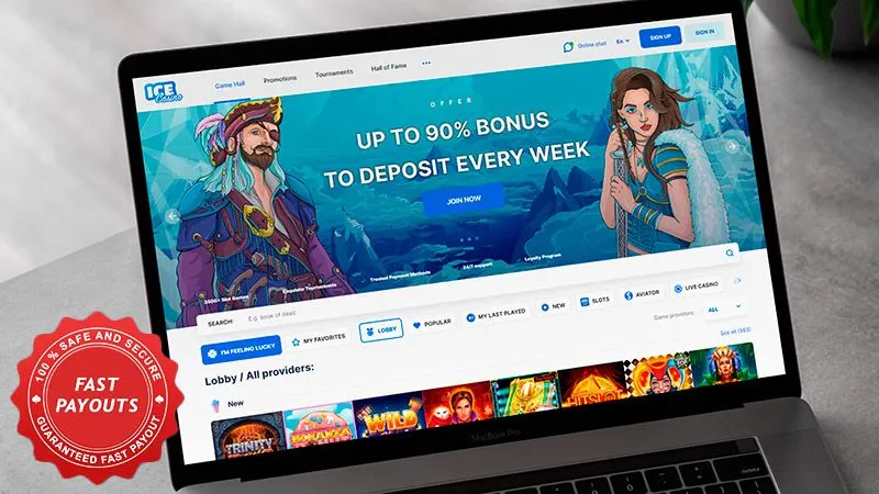 A casino lobby as a Canadian player sees it on first login