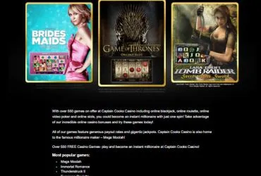 Captain Cooks Casino - list of slot machines