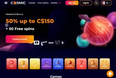 Cosmicslot casino - main page