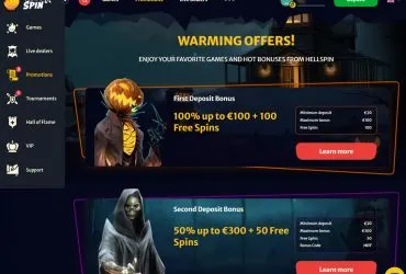 Hellspin casino bonuses and promotions