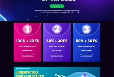 Kosmonaut casino - page promotionnelle