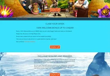 Lucky Nugget casino - information about welcome package.