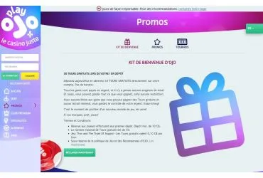 PlayOJO casino - page promotionnelle