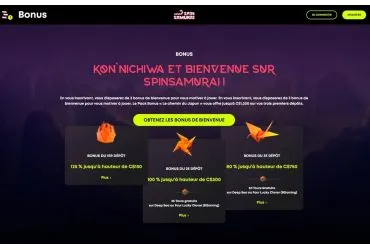 Spin Samurai casino - page promotionnelle