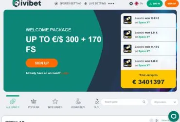 Ivibet casino - main page