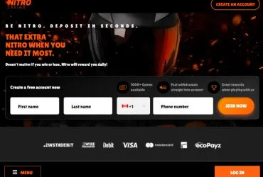 Nitro Casino - main page