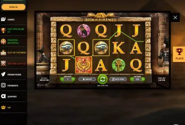 Playamo casino - slot machine "Book of Pyramids".