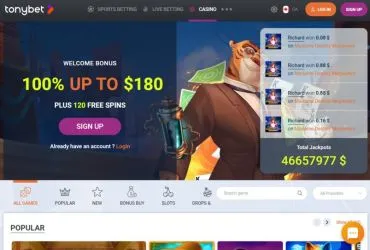 TonyBet casino - main page