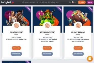 TonyBet casino - promotions and bonuses