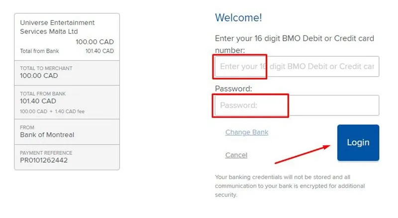 Dépôt avec banque instantanée Étape 6