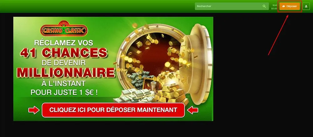 Dépôt avec PaysafeCard Étape 2