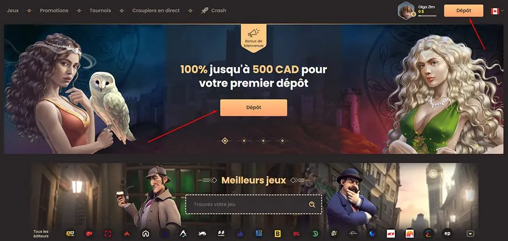 Dépôt avec Visa Étape 2