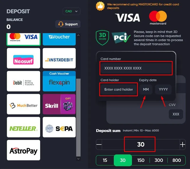 Information about the card