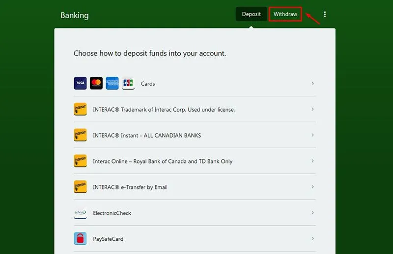 Withdrawal function