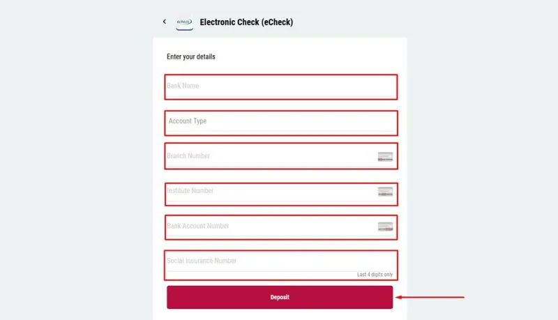 Depositing with eCheck