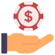 hand and casino chip