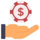 hand and casino chip